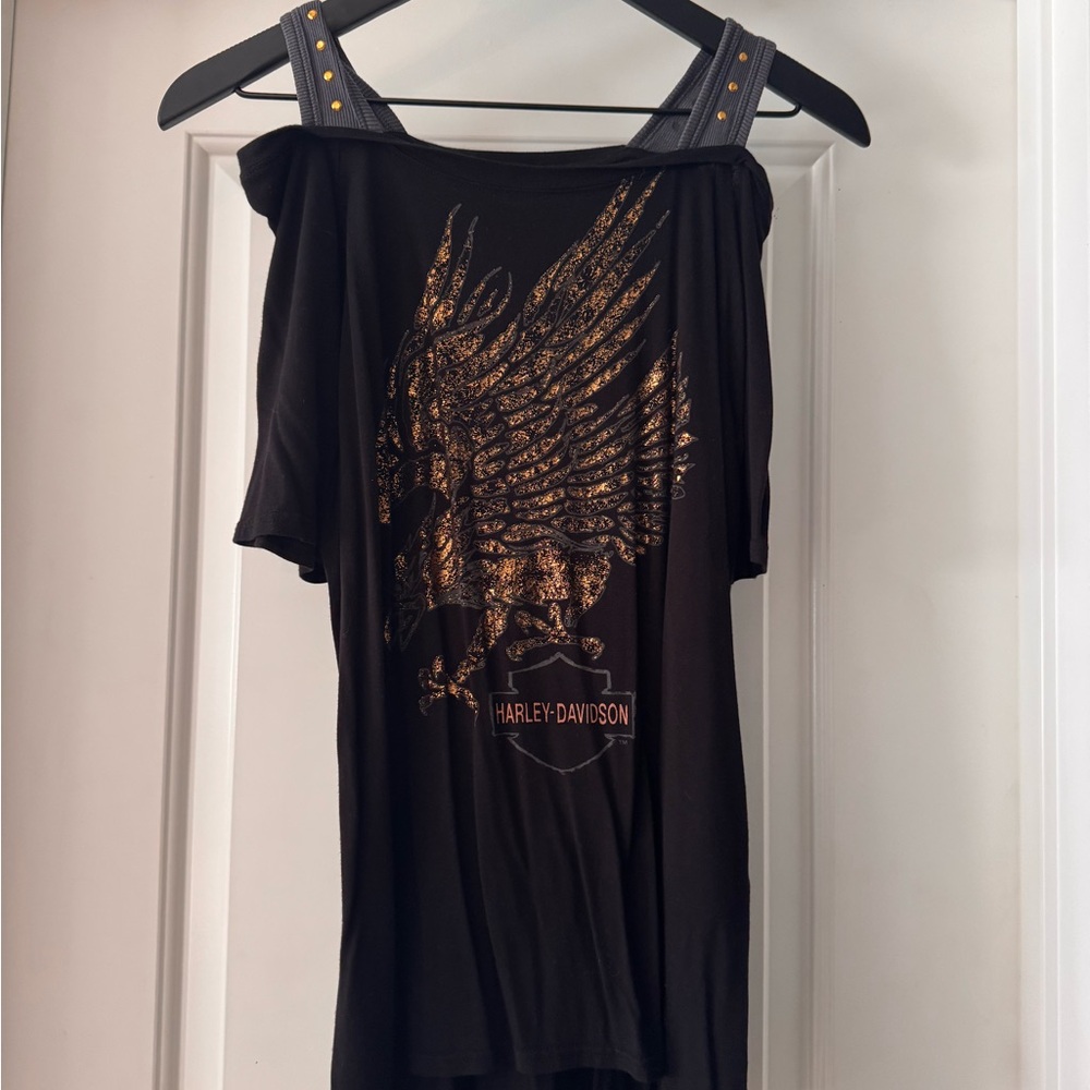 Harley-Davidson Black Tee with Gold Eagle Graphic